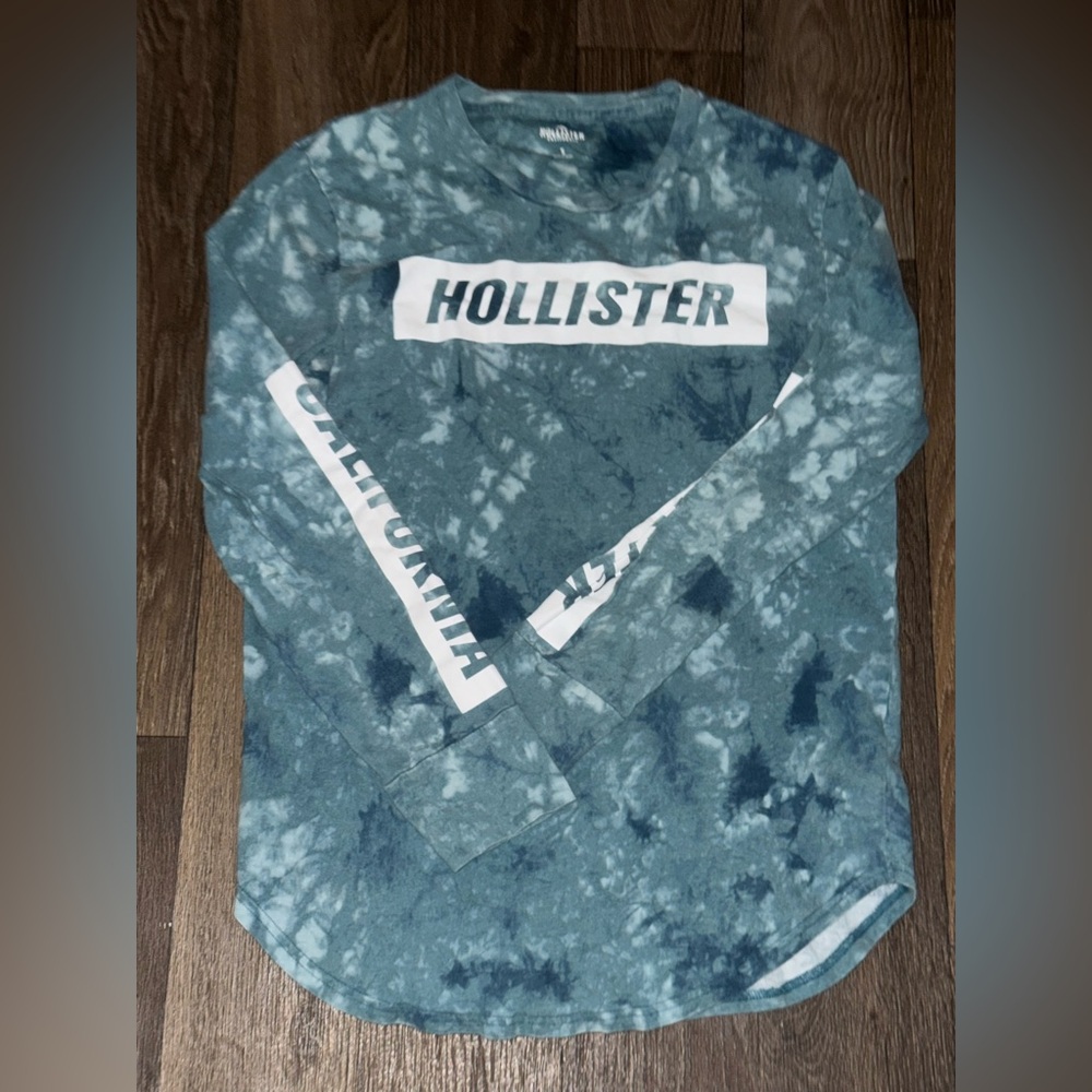 Hollister California Blue Tie Dye Long Sleeve Shirt Size Small
